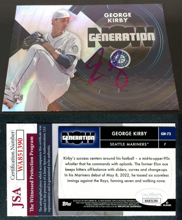 George Kirby 2022 Topps Generation Now #GN73 Autographed Card JSA #44