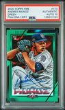 PSA DNA 10 2020 Topps Fire Green #173 Andres Munoz RC 165/199 San Diego Padres Autographed POP1