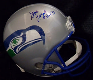 JSA Steve Largent Autographed Signed Inscribed Seattle Seahawks Riddell Silver Full Size Replica Helmet (Smudged)
