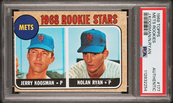 PSA AUTH 1968 Topps #177 Rookie Stars Jerry Koosman Nolan Ryan RC New York Mets