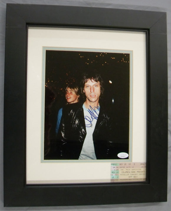 Jeff Beck Autographed Framed & Matted 8x10 w/ Concert Ticket from Signing Date