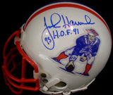John Hannah Autographed Inscribed New England Patriots Mini Helmet JSA