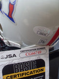 John Hannah Autographed Inscribed New England Patriots Mini Helmet JSA