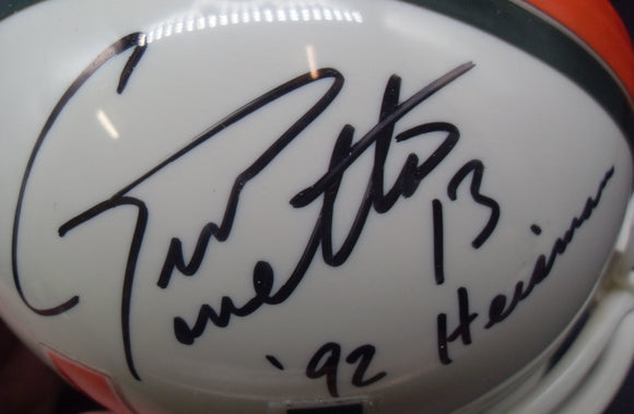 Gino Torretta Autographed Inscribed Miami Hurricanes Mini Helmet JSA
