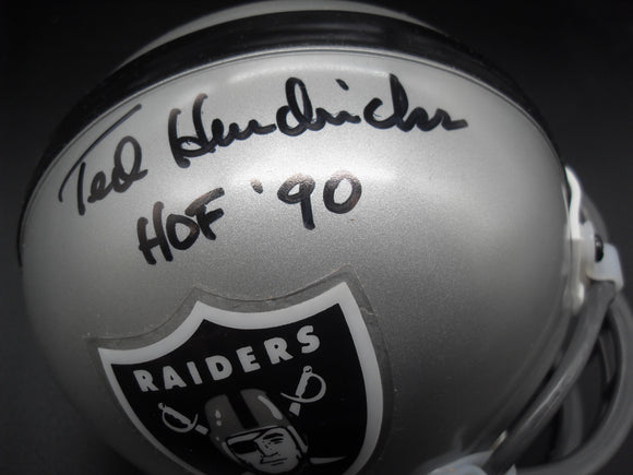 Ted Hendricks Autographed Inscribed Oakland & Los Angeles Raiders Mini Helmet