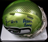 Ernest Jones IV Autographed Inscribed "Death Zone" Seattle Seahawks Green Flash Mini Helmet JSA