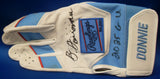 Brendan Donovan Game Used Autographed Signed Inscribed Rawlings Sky Blue-White Left Batting Glove Pair B