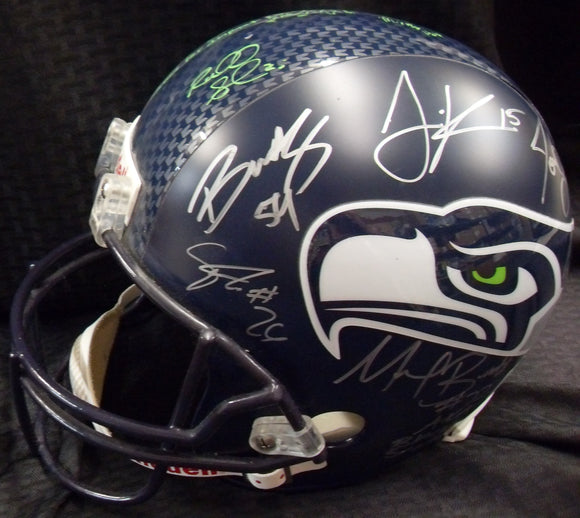 2014 Seattle Seahawks x19 Autographed Signed Inscribed Riddell Full Size Replica Helmet