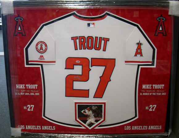 Mike Trout Autographed Majestic Angels Jersey Framed PSA DNA