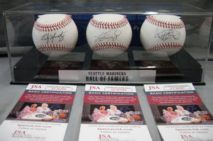 Ken Griffey Jr. Edgar Martinez Ichiro Suzuki Autographed Signed HOF MLB Baseball Set JSA