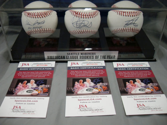 Alvin Davis Julio Rodriguez Ichiro Suzuki Autographed Signed ROY MLB Baseball Set JSA