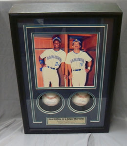 Ken Griffey Jr. Edgar Martinez Signed MLB Baseball Pair Shadowbox JSA