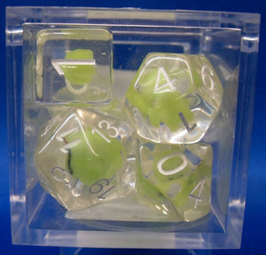Frog Green Dice Set of 7 FILL-GRFROG-WH-6