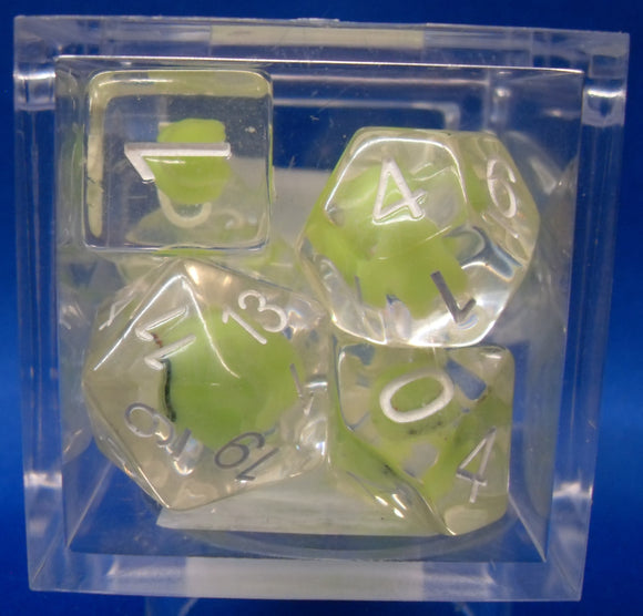 Frog Green Dice Set of 7 FILL-GRFROG-WH-6