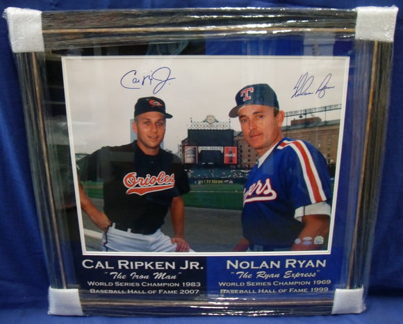 Cal Ripken Jr. & Nolan Ryan Autographed Signed Framed Double Matted 16x20 Photo