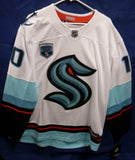 Fanatics Matty Beniers Seattle Kraken Autographed Signed Jersey w/ NHL Debut 4/12/22 Inscription