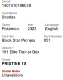 Snorlax 051 Blackstar Promo Pokémon 151 - CGC PRISTINE 10