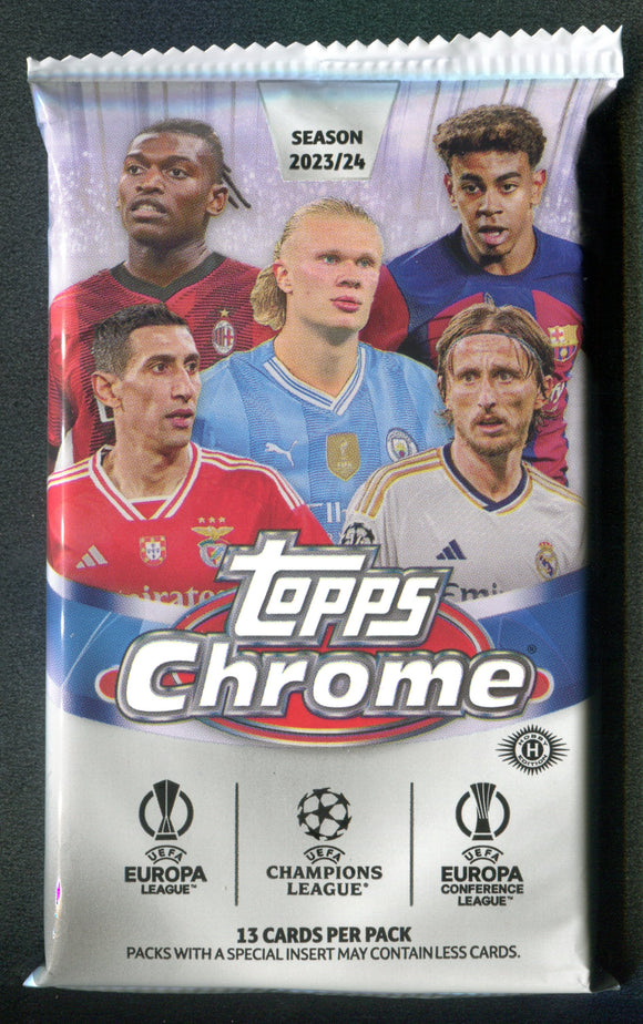 2023-24 Topps UEFA Club Competitions Chrome Soccer Jumbo Hobby Pack
