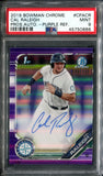 PSA 9 2019 Bowman Chrome Prospects Autograph Purple Refractor Cal Raleigh RC 49/250 POP27