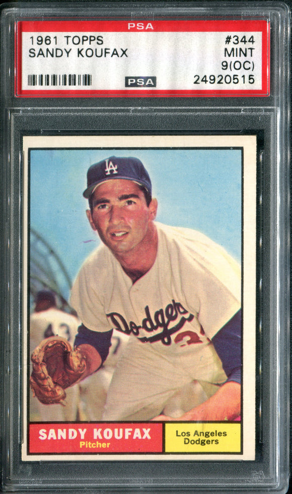 PSA 9 (OC) 1961 Topps #344 Sandy Koufax