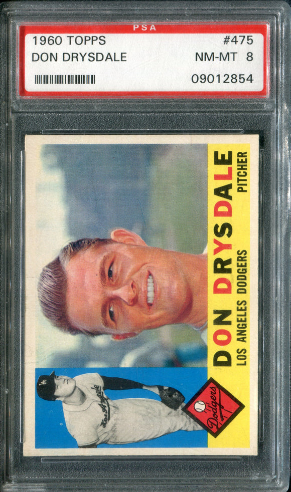 PSA 8 1960 Topps #475 Don Drysdale