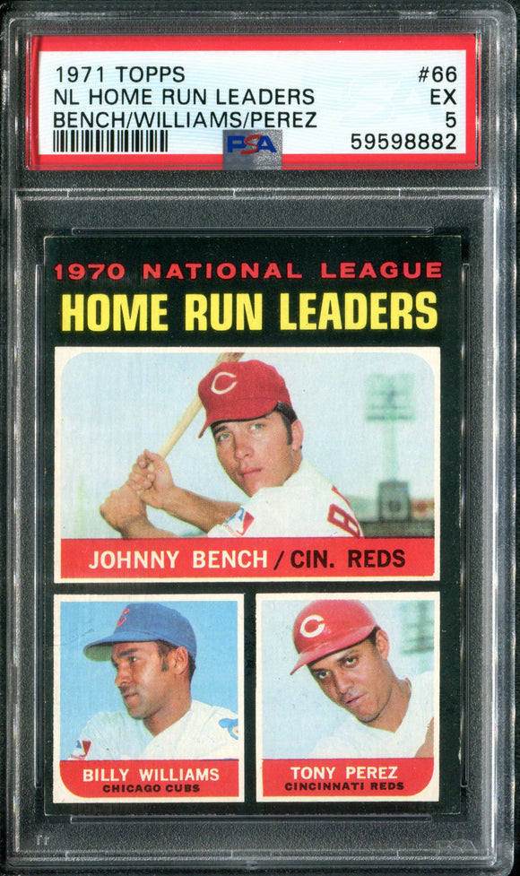 PSA 5 1971 Topps #66 NL Home Run Leaders Johnny Bench Billy Williams Tony Perez