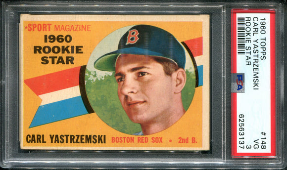 PSA 3 1960 Topps Rookie Star #148 Carl Yastrzemski RC