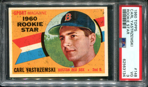 PSA 3 1960 Topps Rookie Star #148 Carl Yastrzemski RC