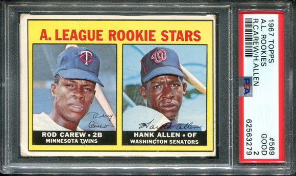 PSA 2 1967 Topps #569 Rookie Stars Rod Carew Hank Allen RC
