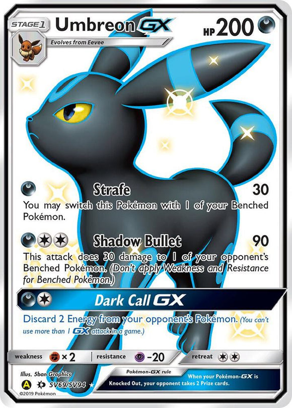 SUN & MOON HIDDEN FATES #SV69 UMBREON GX - PSA 9