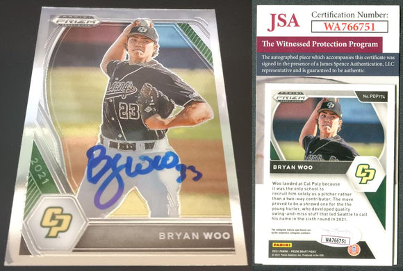 Bryan Woo 2021 Panini Prizm Draft Picks #174 Autographed Card JSA #2