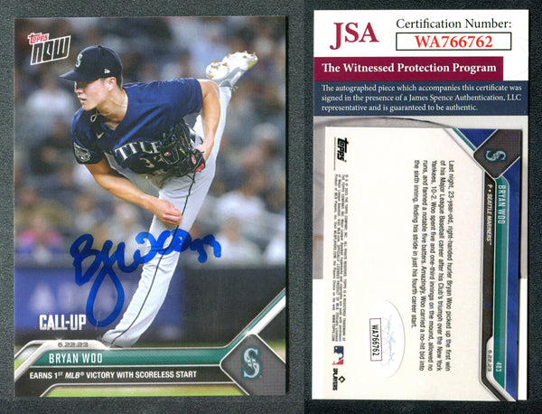 Bryan Woo 2023 Topps Now #483 Print Run /948 Autographed Card JSA