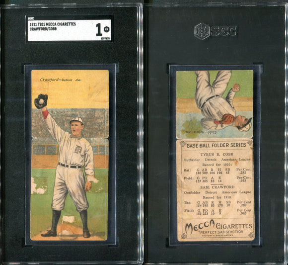 SGC 1 1911 Mecca Double Folders T201 #10 Sam Crawford Ty Cobb POP10