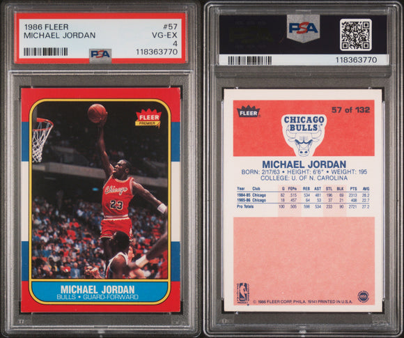 PSA 4 1986-87 Fleer #57 Michael Jordan RC Chicago Bulls