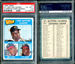 PSA 4.5 1965 Topps #2 NL Batting Leaders Roberto Clemente Hank Aaron Rico Carty