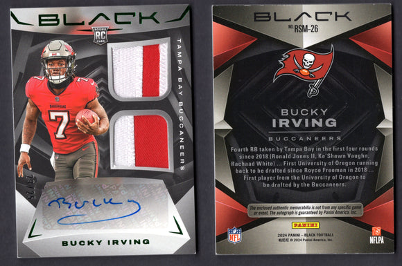 2024 Panini Black Rookie Signature Materials Emerald #26 Bucky Irving 23/25
