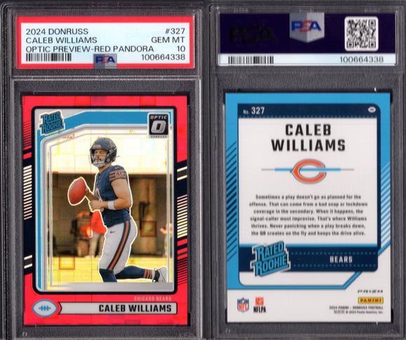 2024 Donruss Optic Rated Rookies Preview Red Pandora #327 Caleb Williams