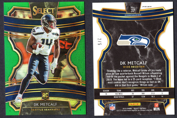 2019 Select Concourse Green Dk Metcalf #37 /5 (NM-Near Mint)