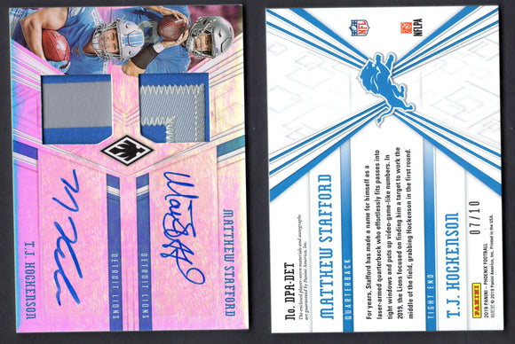 2019 Panini Phoenix Dual Patch Autographs #16 Matthew Stafford/T.J. Hockenson 7/10