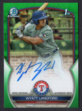 2023 Bowman Chrome Draft Autographs Green Refractors #CDAWL Wyatt Langford 89/99 (NM-Near Mint)