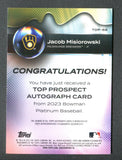 2023 Bowman Platinum Top Prospects Autographs Pink #TOP69 Jacob Misiorowski /199