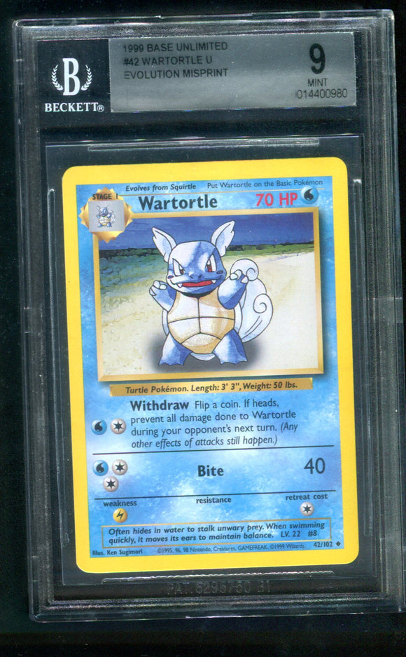 BGS 9 Wartortle Base Set Unlimited MISPRINT