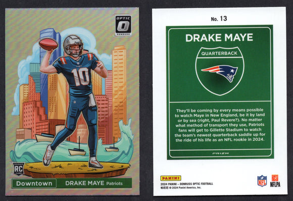 2024 Donruss Optic Downtown #13 Drake Maye (NM-Near Mint)