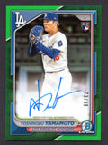 2024 Bowman Chrome Rookie Autographs Green Refractors #CRAYY Yoshinobu Yamamoto/glove up /99