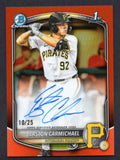2025 Bowman Chrome Draft Autographs Orange Refractors #CPAECA Easton Carmichael /25