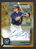 2022 Bowman Chrome Rookie Autographs Gold Refractors #CRACR Cal Raleigh /50