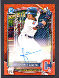 2025 Bowman Chrome Prospect Autographs Orange Shimmer Refractors #CPAJUC Juneiker Caceres /25