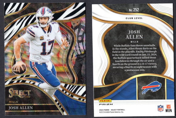 2023 Select Prizm Zebra #252 Josh Allen (NM-Near Mint)