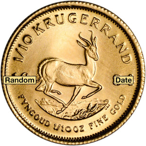 Gold 1/10th Ounce Krugerrand Random Year