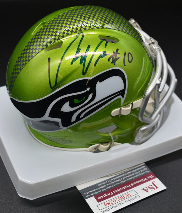 Uchenna Nwosu Seahawks Green Flash Mini Helmet JSA COA